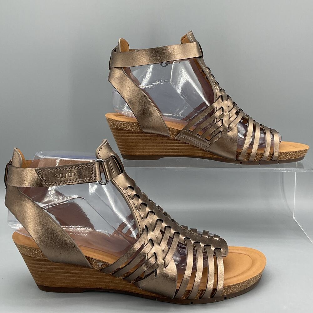 NEW earth Women’s Hattie Fisherman Wedge Sandals Pewter Size 9M